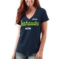 thumbnail image 3 of Women's G-III 4Her by Carl Banks Navy Seattle Seahawks Post Season V-Neck T-Shirt, 3 of 4