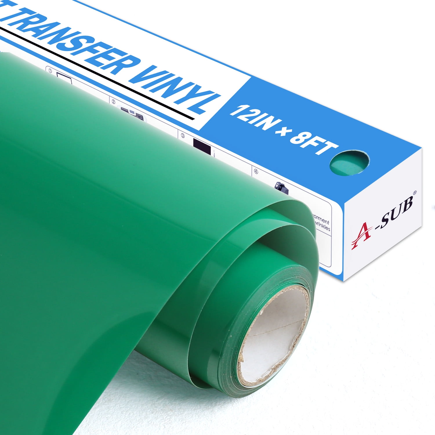 ASUB Iron on Heat Transfer Vinyl Rolls, Green Heat Transfer Vinyl for Heat Press Cricut, HTV