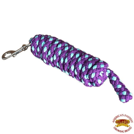 

R/TUR Horse Poly Horse Roping Lead Rope Purple Turquoise 1/4X8 Ft Snaps Hilason