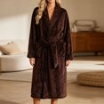 thumbnail image 3 of Miqool Women's Plush Fleece Bathrobe with Shawl Collar and Pockets -Long Robe Soft Warm Belted, 3 of 5