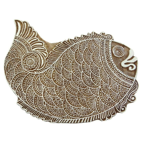 Fish Indian Wooden Textile Stamps Printing Wood Block Art Decorative