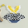 thumbnail image 4 of Bébé Filles Romper Mouche Manches Vache Motif Patchwork une Ligne Robe, 4 of 7
