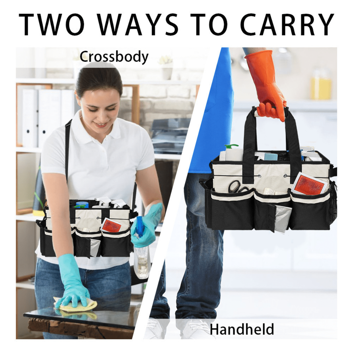 SpaceMuse Wearable Cleaning & Tool Storage Bag with Adjustable Strap & 15 Storage Pockets, Multifunctional Organizer for Cleaning Supplies & Tools
