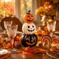 thumbnail image 6 of Konghyp Light Up 3 Stacked Pumpkin Figurine Halloween Tabletop Decor, Halloween Decoration, Glowing Pumpkin Ornament, Festive Home Decor, Fall Harvest Table Centerpiece, Seasonal Resin Decoration, 6 of 7