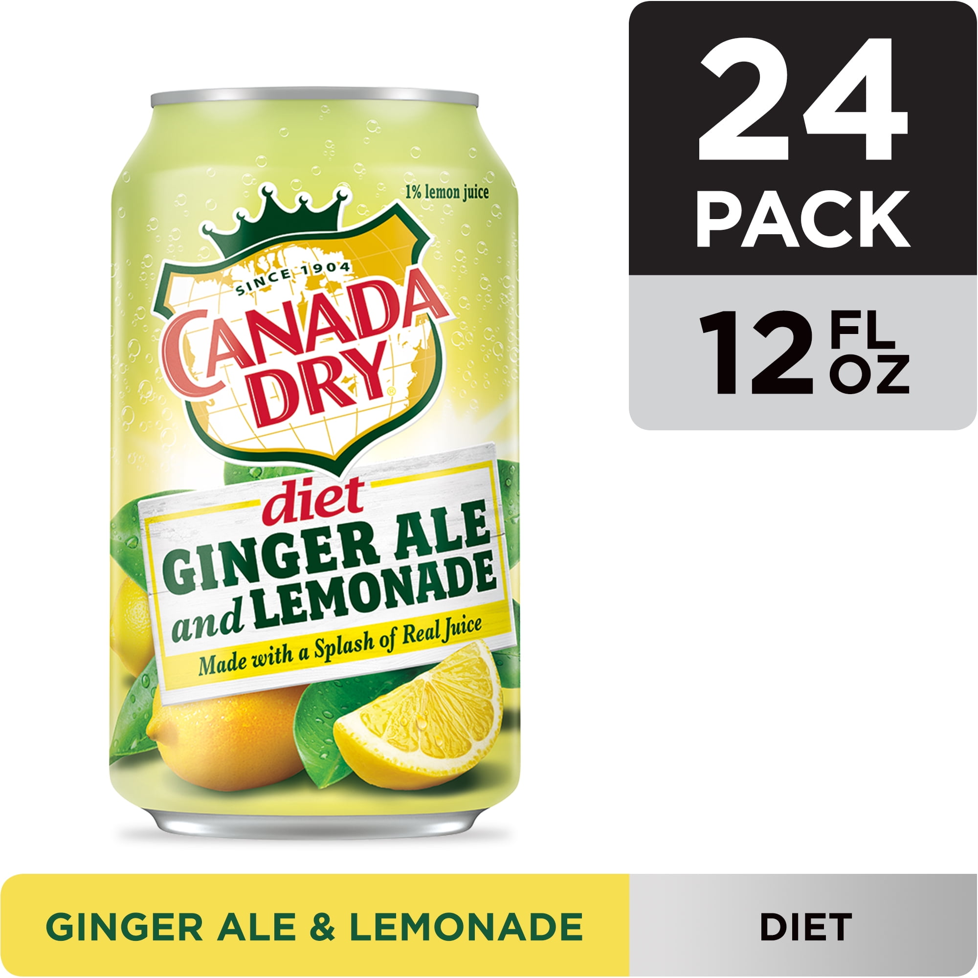 (2 Pack) Diet Canada Dry Ginger Ale and Lemonade, 12 Fl Oz Cans, 12 Ct