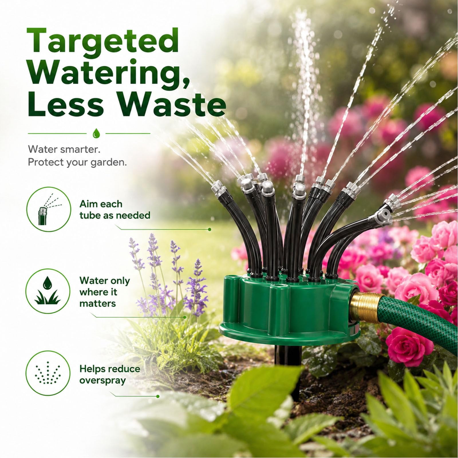2026 New 360° Multi-Directional Lawn Sprinkler with Flexible Spray Nozzles for Yard
