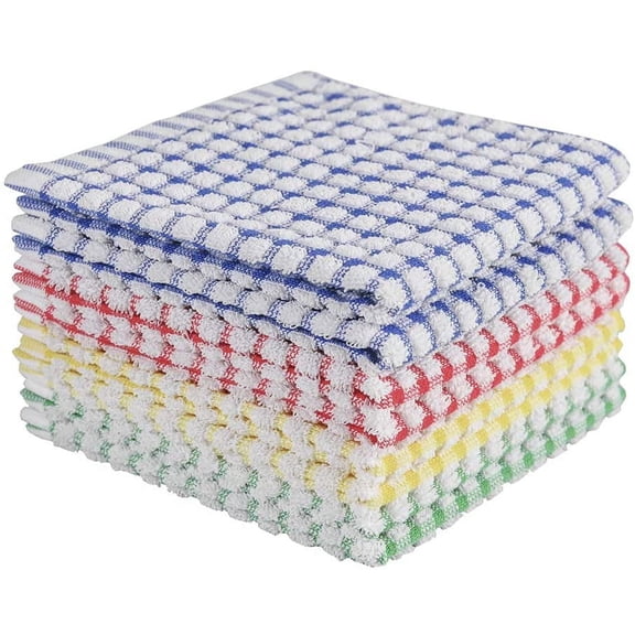 XINYUAN Dish Cloths for Kitchen Washing Dishes, Super Absorbent Dish Rags, Cotton Terry Cleaning Cloths Pack of 8, 12x12 Inches