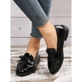 thumbnail image 1 of Bow & Fringe Decor Flat Loafers, Black Elegant Bowknot & Tassel Solid Color Women's Flat Shoes, 1 of 4