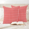 thumbnail image 3 of Red Outdoor Waterproof Pillow Covers, Country French Rustic Buffalo Plaid Modern Art Decorative Square Throw Pillowcase Sofa Cushion Sham for Patio/Couch/Chair, 20"x20" 2 Pack, 3 of 8