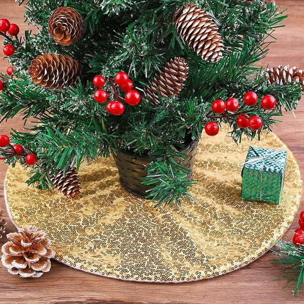 Mini Tree Skirt Christmas 15 Inch Gold Sequin Tree Skirt Ornaments for Indoor Outdoor Small Christmas Tree Decoration Bar Hotel Holiday Decor Walmart
