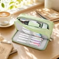 thumbnail image 4 of OCCOA Multi Layer Zippered Pencil Case with Elastic Straps Large Capacity Oxford Cloth Organizer for Pens Rulers Office Travel Stationery Storage, Green, 4 of 6