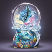 The Bradford Exchange Oceans Treasure Dolphin Glitter Globe with Music and Color-Changing Lights by David Penfound 5.75-inches