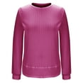 thumbnail image 5 of Lenpel Tunic Tops for Women Plus Size Ribbed Knit Crew Neck Curved Hem Long Sleeve Shirts Casual Loose Trendy Blouses(Hot Pink,Small), 5 of 6