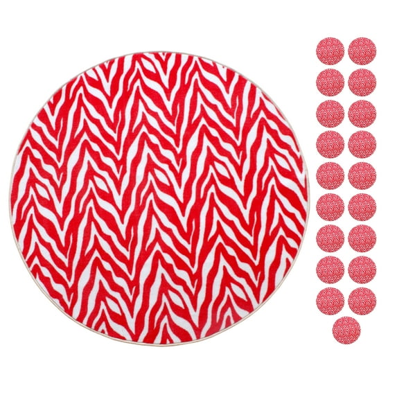 Furnish My Place Zebra Wild at Heart Area Rug, Animal Print Area Rug, Indoor Rug, Pet-Friendly Rug, Home Decor Rug, Perfect for Living Room, 18" Round - Set of 20