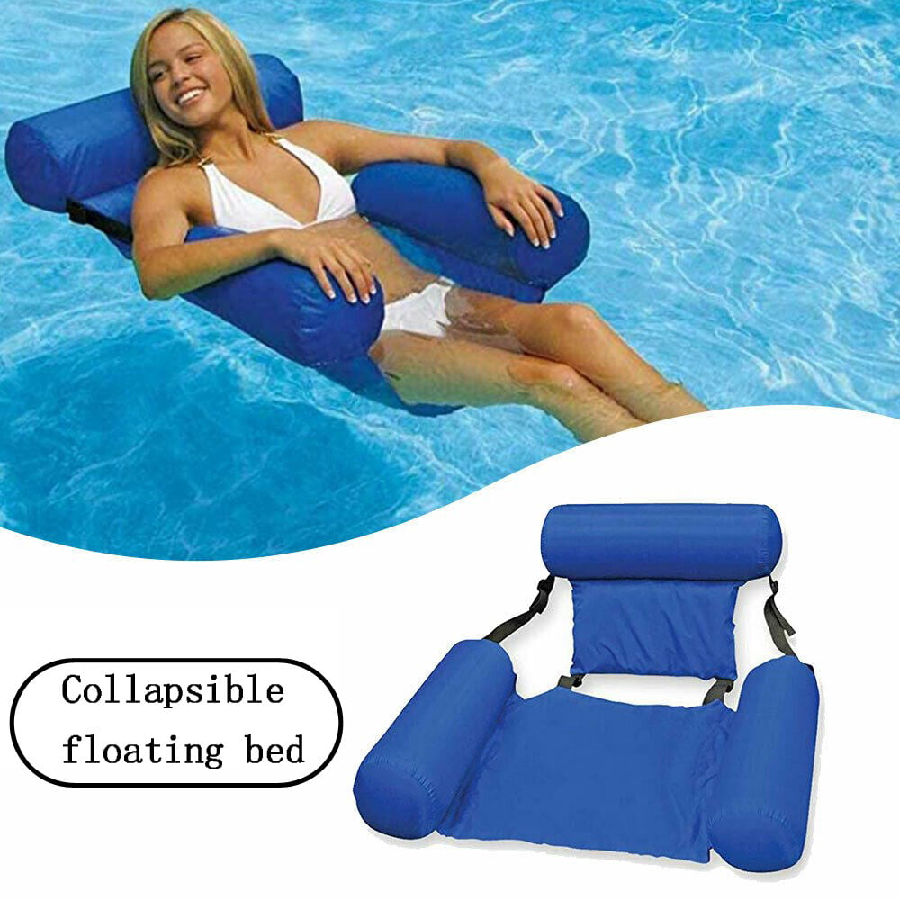 Inflatable Swimming Floating Chair Pool Seats Foldable Water Bed Lounge Chairs. 