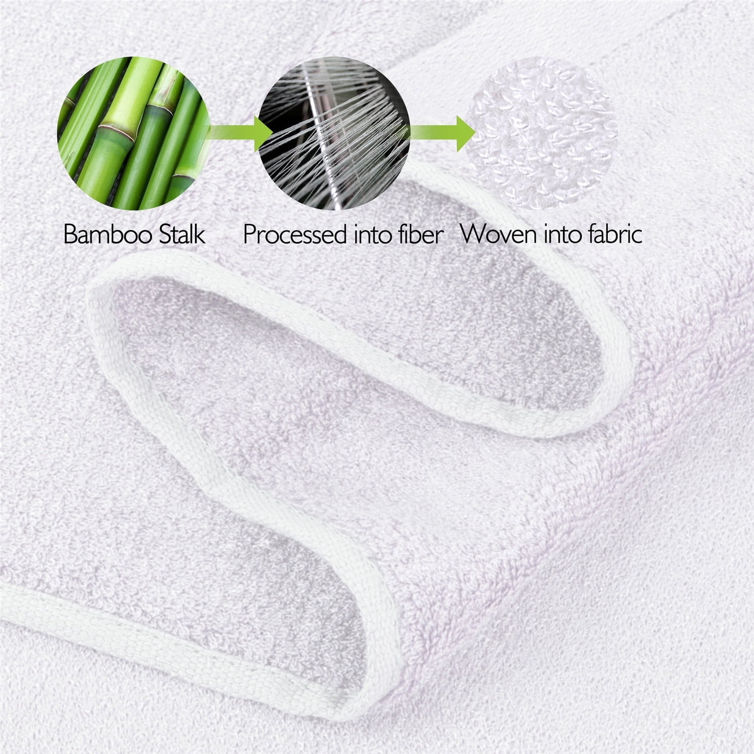 JML 2 Piece Bamboo Bath Towels(27"x55") Antibacterial and Hypoallergenic, Soft and Absorbent,White&Black