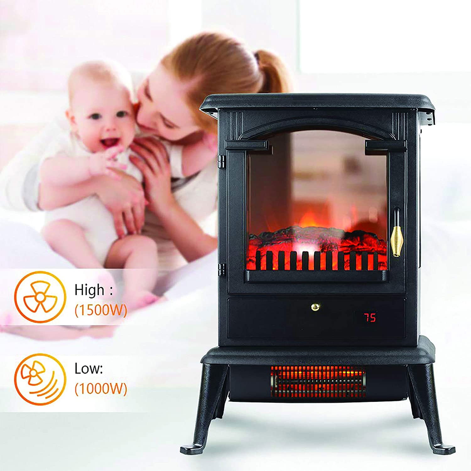 LifeSmart LifePro 1500W 3 Sided Electric Infrared Quartz Stove Heater |  Walmart Canada