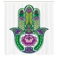 thumbnail image 3 of Ambesonne Hamsa Shower Curtain, Lotus Flower, 69"Wx84"L, Green Purple, 3 of 5