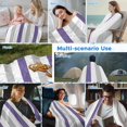 thumbnail image 5 of Purple Grey Striped Cooling Blanket, Lightweight Breathable Summer Throw Blanket with Double Sided Cold Effect, Minimalist Farmhouse Stripe Picnic Beach Blankets Bed Sheet for Hot Sleepers 40"x60", 5 of 8