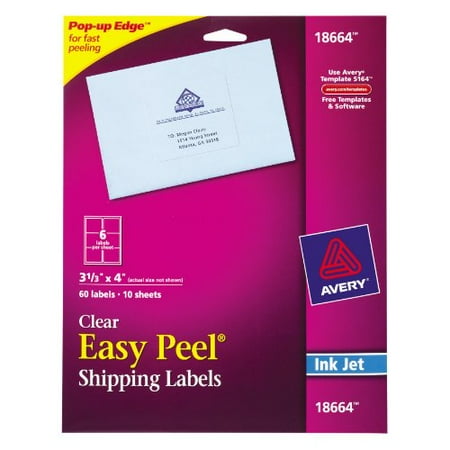 avery easy peel mailing label 3 33 width x 4 length 60 pack