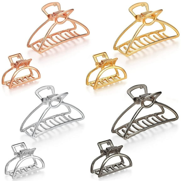 8 Pieces Metal Hair Claw Clips Set, Includes 3 Inches Large Size Hair Catch Barrette Jaw Clamp and 1.57 Inches Small Half Bun Hairpins for Women, Hair Accessories