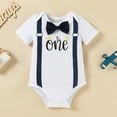 thumbnail image 5 of SRZYMJ Baby First Birthday Outfit Boy Short Sleeve Gentleman One Year Romper + Shorts Cake Smash Bodysuit Set Navy 6-9 Months, 5 of 9