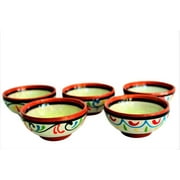 Cactus Canyon Ceramics Very Small Spanish Terracotta 5-Piece Very Small Mini-Bowl (Pinch Bowls) Set, White