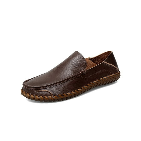 

Eloshman Men Boat Shoes Comfort Flats Classic Loafers Party Non-Slip Slip On Dress Shoe Casual Penny Loafer Dark Brown 6