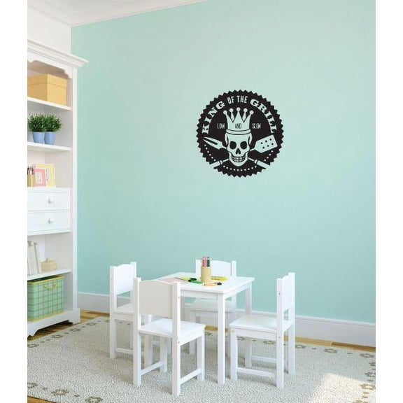 New Wall Ideas King Of The Grill Skull & Spatula Cookout Picnic Bathroom 40 X40" -