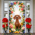 thumbnail image 5 of Green Polka Dot Spring Banner White Bearded Spring Display Pink Peony Yellow Daisy Floral Backdrop for Spring Party Garden Decoration Outdoor Event, 5 of 9