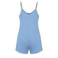 thumbnail image 6 of AHTJRT Short Jumpsuits for Women Baggy Loose Fit V Neck Wide Leg Boho Summer Rompers with Adjustable Spaghetti Straps and Pockets Light Blue S, 6 of 10