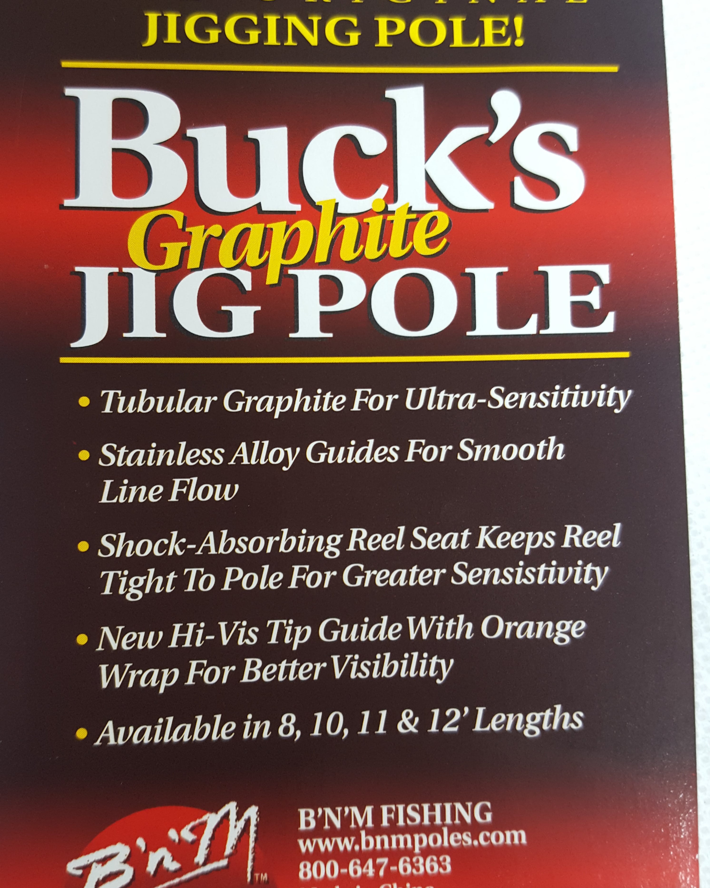 B'n'M Pole Company Buck's 10' Graphite Jig Fishing Pole