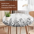thumbnail image 4 of Spring Gray Eucalyptus Round Tablecloth, Fitted Table Cover with Elastic for 55"-60" Round Tables, Summer Botanical Leaf Country Table Cloth Outdoor Indoor Dinning Party Waterproof Tablecloths, 4 of 7