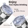 thumbnail image 4 of 20oz Geometric Textured Insulated Tumbler, Stainless Steel Double Wall Travel Coffee Mug with Handle Leak Proof Lid, 4 of 5