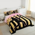 thumbnail image 3 of jejeloiu Watercolor Ice Cream Full Size Comforter Sets,Baseball Sport Game Bedding Comforter Set,Pink Yellow Black Bedding Sets For Boys Girls,Breathable Home Decor Reversible,3pcs, 3 of 8