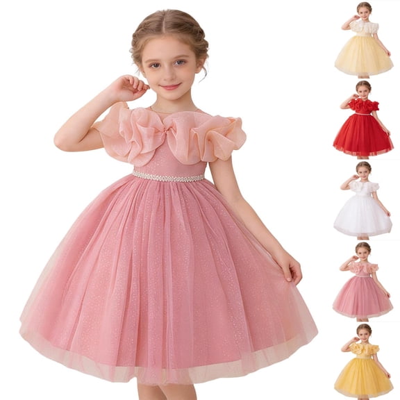 HAOTAGS Dressesfor Girls 10-12,Long Flowy Round Neck Comfortable Sleeveless Performance Dresses Pink 12-13