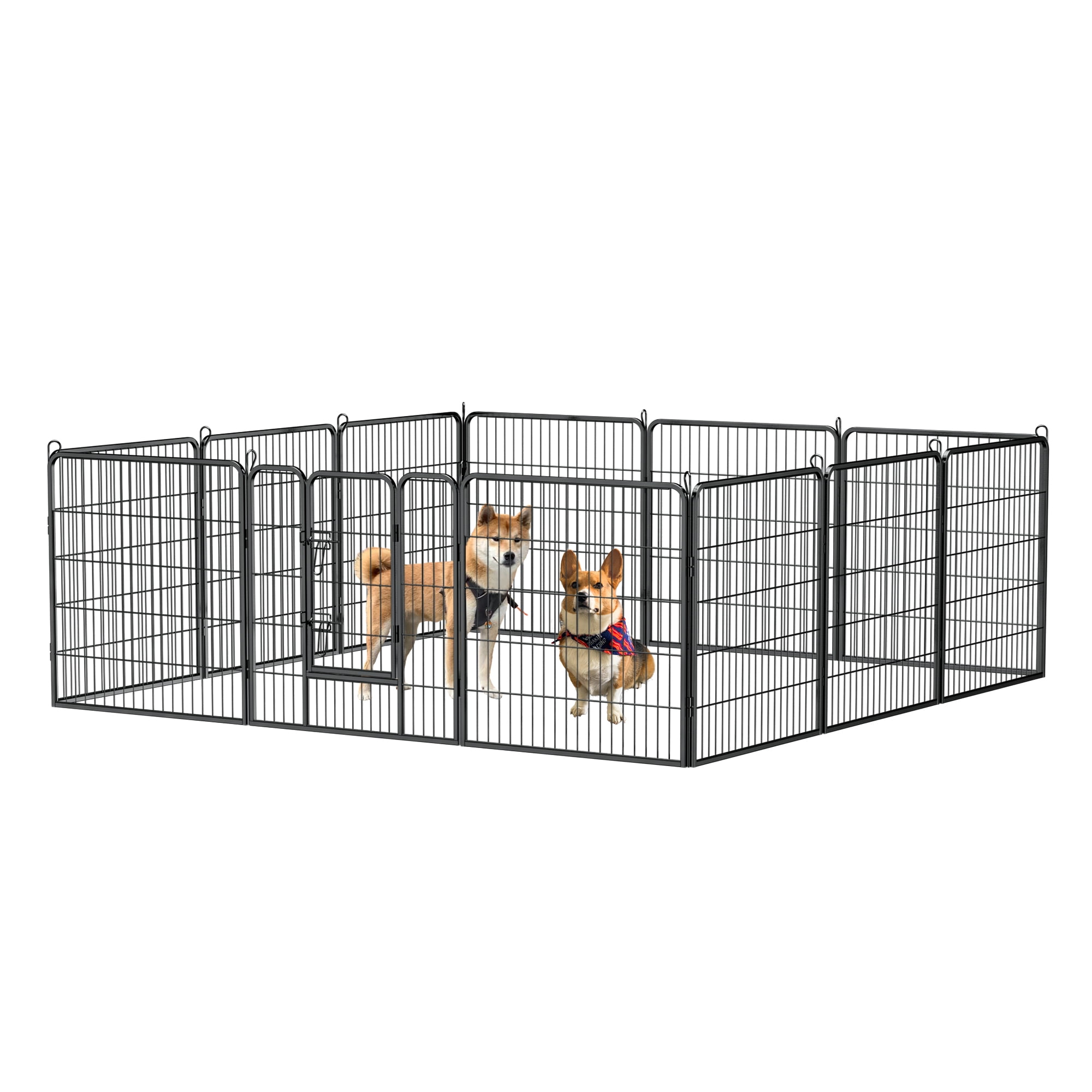 Pefilos 12-Panel Heavy Duty Metal Dog Playpen Portable Outdoor Folding 32"x32" Large Indoor Metal Puppy Dog Run Fence with Doors, Black Pefilos 12-Panel Heavy Duty Metal Dog Playpen Portable Outdoor Folding 32"x32" Large Indoor Metal Puppy Dog Run Fence with Doors, Black