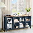 thumbnail image 4 of Killeryuki 8 Cube Book Shelf, Farmhouse Wood Long Storage Organizer Bookcase,62"Horizontal Navy Blue Console Closet Bookshelf, Hallway TV Stand for Entryway, Display Cabinet Book Case for Living Room, 4 of 9