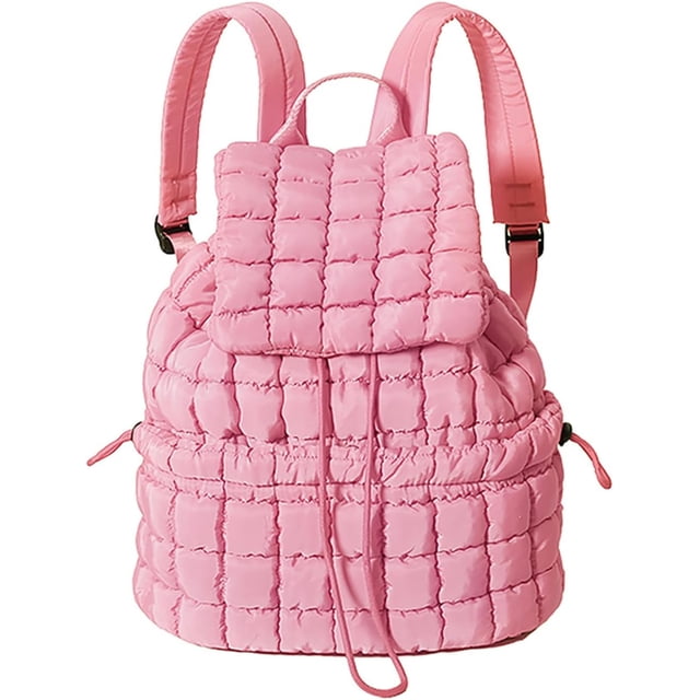 LHSHIDU Backpack for Women - Trendy Drawstring Puffy Backpack (Black)