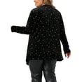thumbnail image 3 of Agnes Orinda Women's Plus Size Long Sleeves Open Front Stars Velet Cardigan 1X Black, 3 of 5