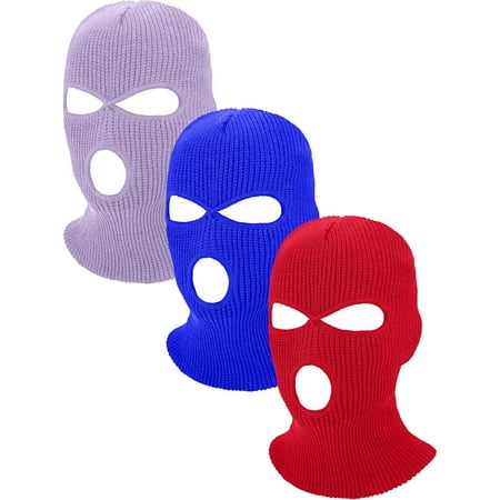3 Holes Full Face Cover Set of 3 Balaclava Knitted Neck Gaiter Ski Mask for Outdoor Sports Cycling