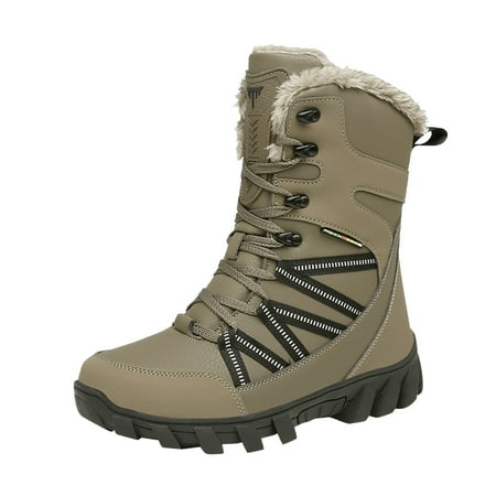 

LUOGENLI Male Mens Cowboy Boots Square Toe Mid Calf Men Large Size Winter Cotton Boots New Outdoor High Top Thick Plush Non Water Proof Snow Boots Solid Color Casual Mountaineering Shoes 44