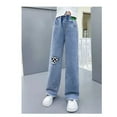 thumbnail image 2 of 2024 Casual Style Jeans For Girl Teenage Clothes Elastic High Waist Denim Wide Leg Pants Spring Big Kids Straight Trousers 5-14Y, 2 of 6