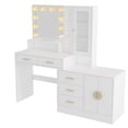 thumbnail image 6 of IVV LED Dressing Table with Charging Station, 3 Colors Lighting Modes with Adjustable Brightness, Cosmetic Dressing Table with Mirror, 5 Drawers and Storage Cabinet for Bedroom, White, 6 of 7