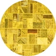 thumbnail image 1 of Ahgly Company Indoor Round Patchwork Yellow Transitional Area Rugs, 7' Round, 1 of 4