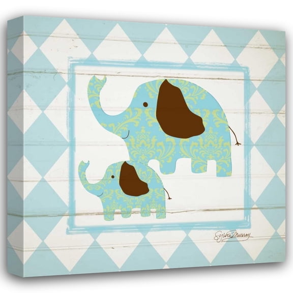 Sylvia Murray 15x15 Gallery Wrapped Canvas Wall Art Titled - Elephants