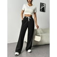 thumbnail image 2 of Womens Sweatpants High Waisted Wide Leg Sweat Pants Baggy Cargo Joggers Athletic Casual Drawstring Workout Pants with Pockets, 2 of 6