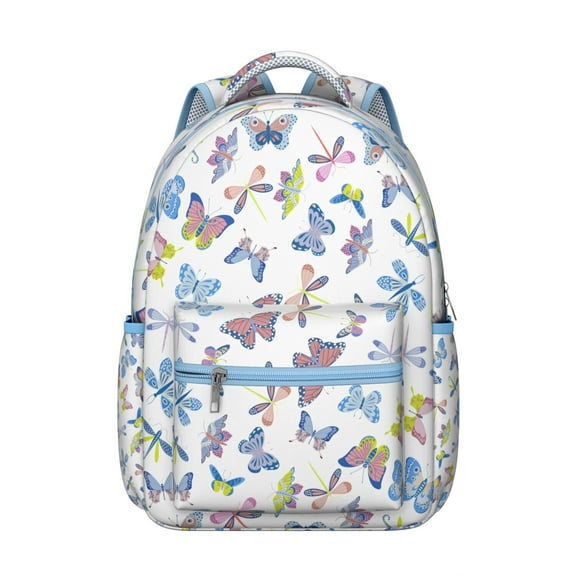 "Chic Floral Butterfly Backpack - Spacious School Bag with Padded Laptop Sleeve, Durable Material, Comfortable Straps, Fashionable Bookbag"