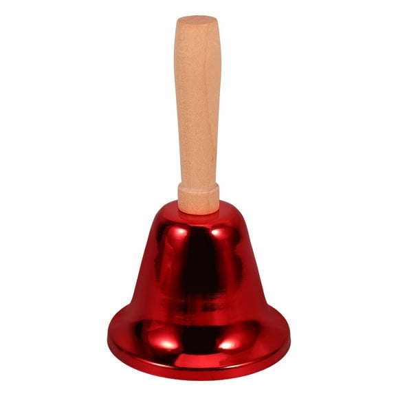 FOMIYES Handheld Metal Call Bell with Wooden Handle Loud Metal Handheld Ring Tea Bell Dinner Bells for Calling Attention and Assistance Red