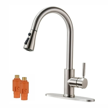 RULIA Kitchen Faucet Kitchen Sink Faucet Sink Faucet Pull-Down Kitchen Faucets Free Water Filter Included Brushed Nickel Stainless Steel PB1020